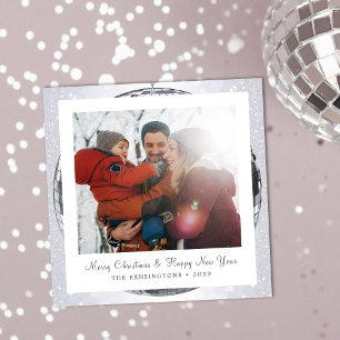 Cartes Pour Fêtes Annuelles Famille d'hiver Festive Parties scintillant argent