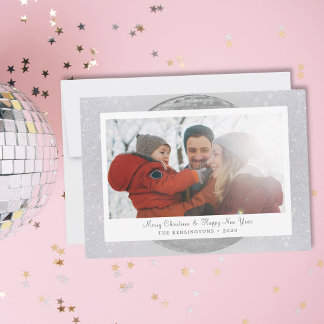 Cartes Pour Fêtes Annuelles Famille d'hiver Parties scintillant argent