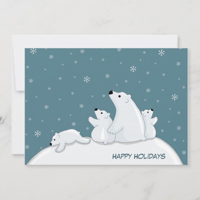 Cartes Pour Fêtes Annuelles Famille d'ours polaires (Devant)