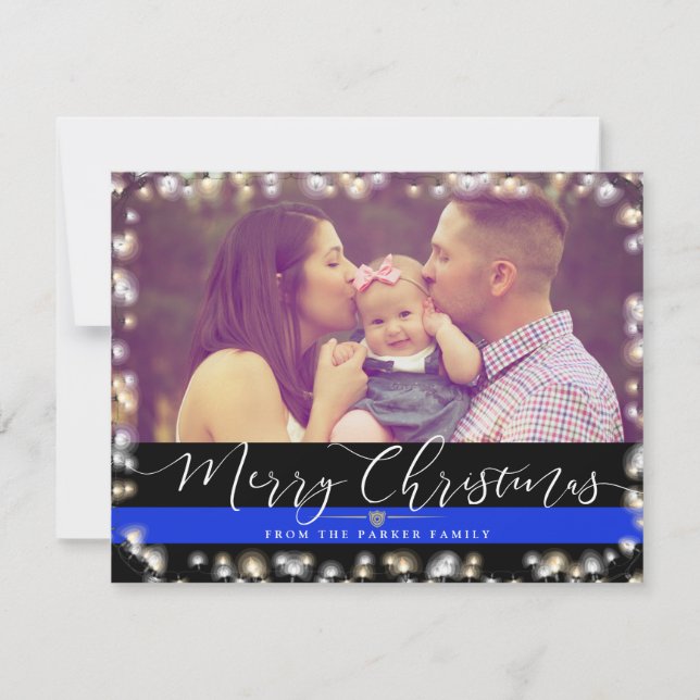 Cartes Pour Fêtes Annuelles Famille du policier | Photo personnalisée de Noël (Devant)