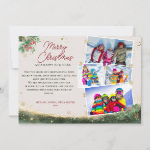 Cartes Pour Fêtes Annuelles Famille Élégante 4 Photo Noël Fêtes