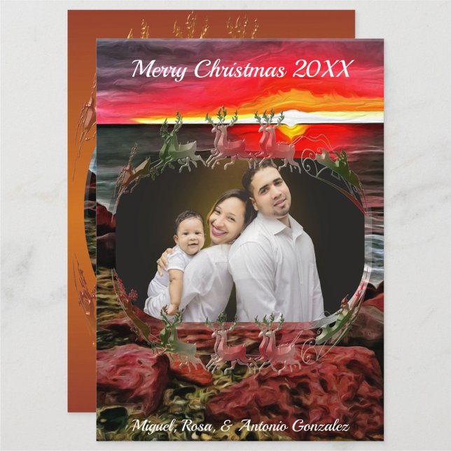 Cartes Pour Fêtes Annuelles Famille Joyeux Noël Banderas Coucher de soleil 914 (Créateur téléchargé)