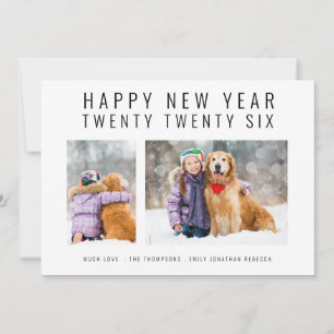 Cartes Pour Fêtes Annuelles Famille moderne 2 Photos 2026 Joyeux Nouvel An Fêt