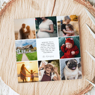 Cartes Pour Fêtes Annuelles Famille moderne 8 Photo Collage Carré de Noël