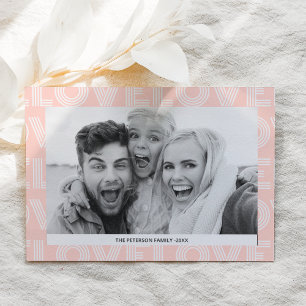 Cartes Pour Fêtes Annuelles Famille moderne audacieuse amour rose photo valent