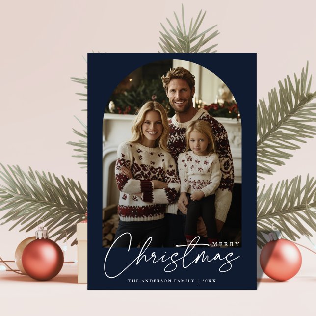 Cartes Pour Fêtes Annuelles Famille moderne Douille moche Arche de Noël Photo (Créateur téléchargé)