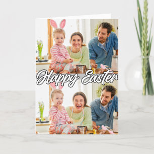 Cartes Pour Fêtes Annuelles Famille moderne personnalisée 2 photos Pâques