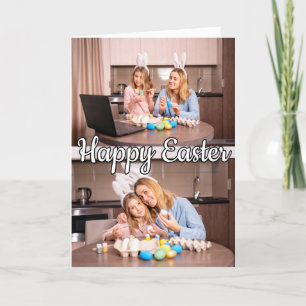 Cartes Pour Fêtes Annuelles Famille moderne personnalisée 2 photos Pâques