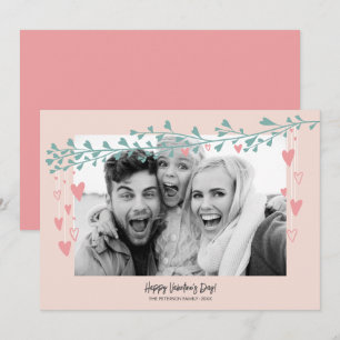 Cartes Pour Fêtes Annuelles Famille moderne photo coeur branche valentine jour