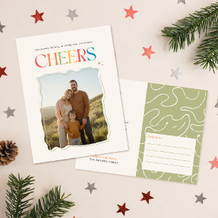 Cartes Pour Fêtes Annuelles Famille Moderne Rétro Photo de Noël de Noël