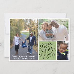 Cartes Pour Fêtes Annuelles Famille Noël 3 Photo Collage C'Est La Saison Ho