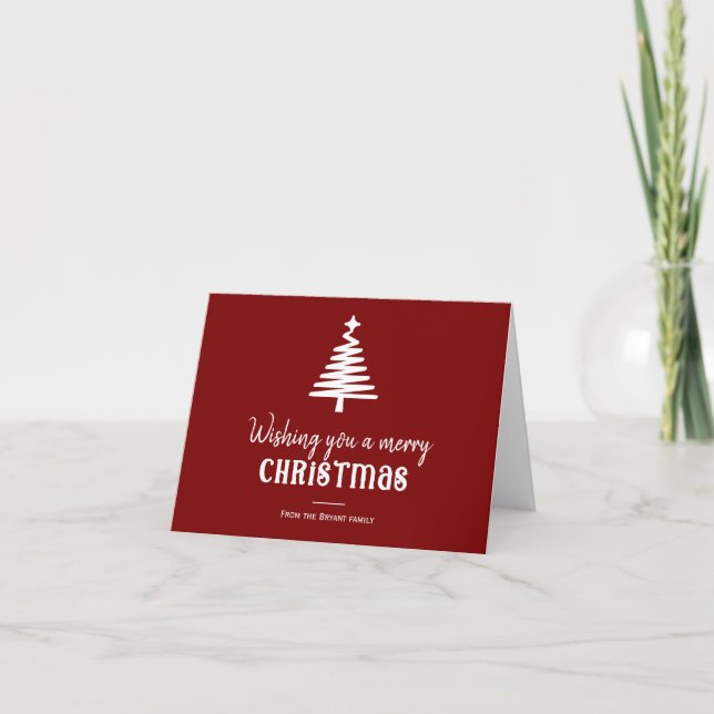 Cartes Pour Fêtes Annuelles Famille Noël simple arbre rouge (Devant)