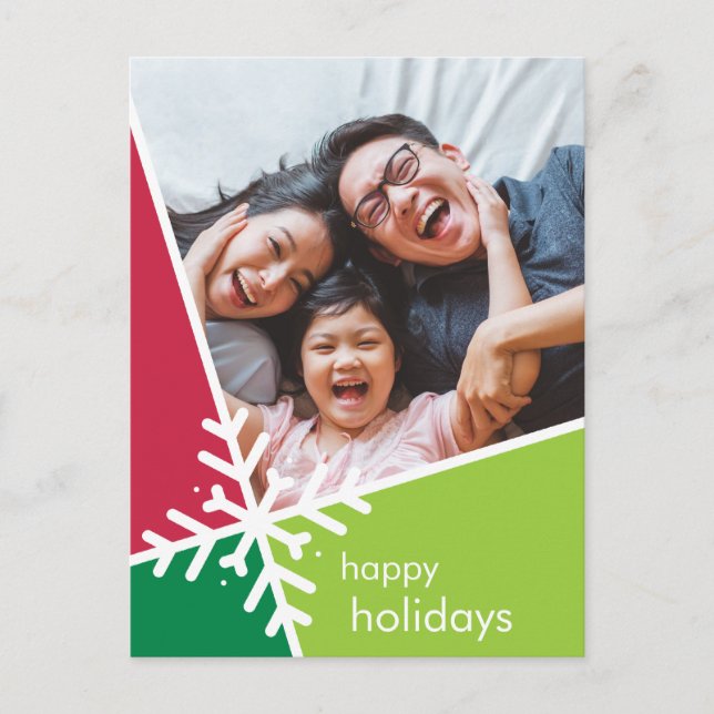 Cartes Pour Fêtes Annuelles FAMILLE PHOTO moderne FÊTE FLEURI vert rouge (Devant)