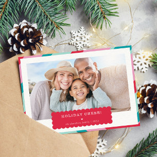 Cartes Pour Fêtes Annuelles FAMILLE PHOTO moderne minimaliste géométrique roug