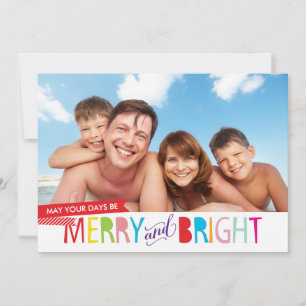 Cartes Pour Fêtes Annuelles FAMILLE PHOTO NOËL moderne type merry & lumineux