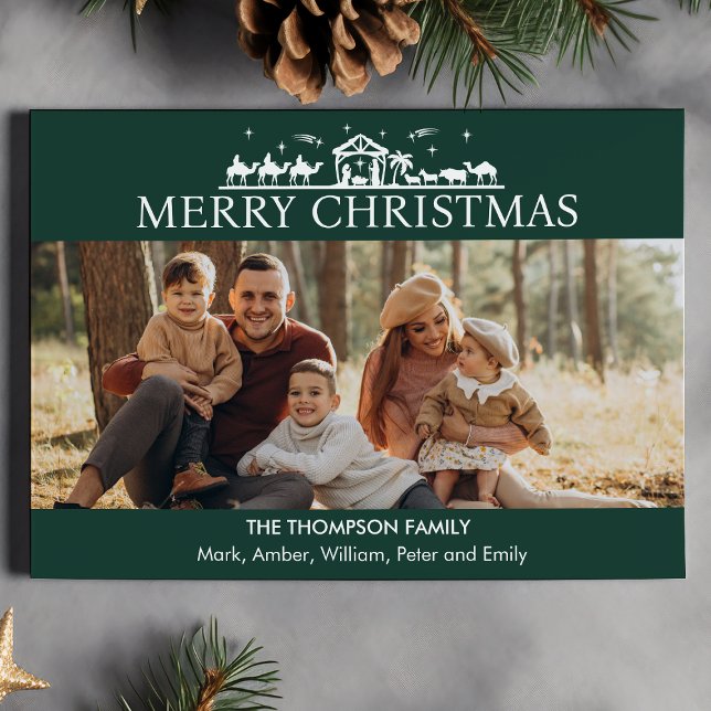 Cartes Pour Fêtes Annuelles Famille Photo Simple Nativité Noël religieux (Créateur téléchargé)