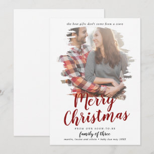 Cartes Pour Fêtes Annuelles Famille rouge brossée de trois grossesses Photo
