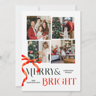 Cartes Pour Fêtes Annuelles Famille Ruban de Noël Typographie Élégante Gras