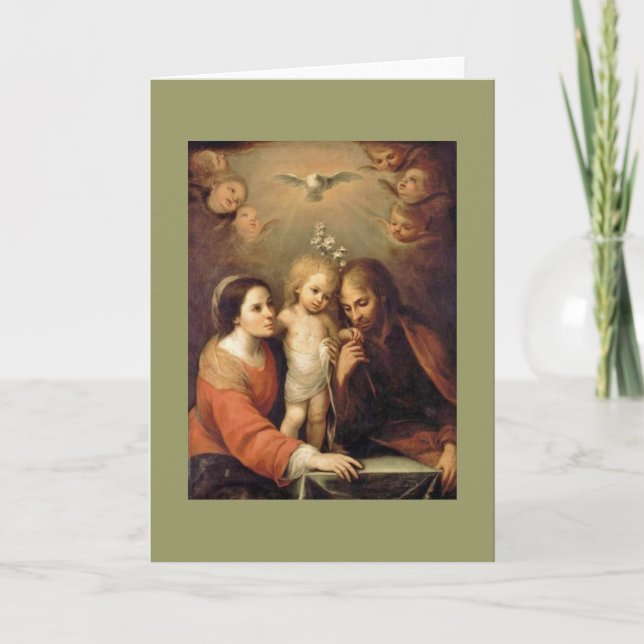 Cartes Pour Fêtes Annuelles Famille Sainte avec Cherubs par Gutierrez (Devant)