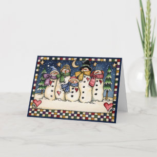 Cartes Pour Fêtes Annuelles Famille Snowman
