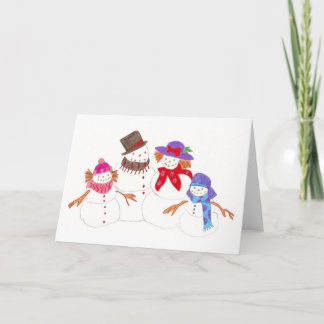Cartes Pour Fêtes Annuelles famille snowman