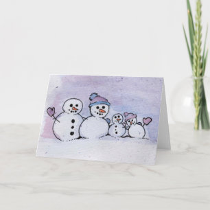 Cartes Pour Fêtes Annuelles Famille Snowman