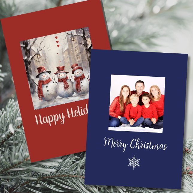 Cartes Pour Fêtes Annuelles Famille Snowman souriante (Créateur téléchargé)