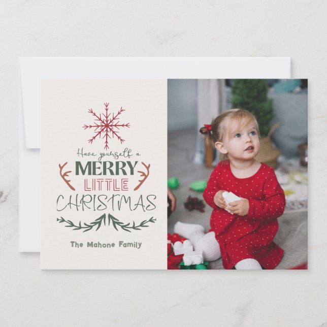 Cartes Pour Fêtes Annuelles Famille tendance mignonne 2 Photo Joyeux Petit Noë (Devant)