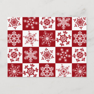 Cartes Pour Fêtes Annuelles Famille traditionnelle Noël Rouge Motif Flocon de