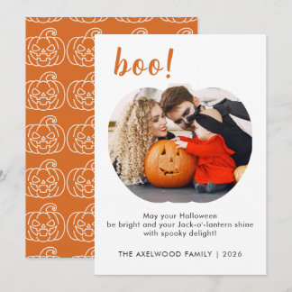 Cartes Pour Fêtes Annuelles Famille typographique Boo minimaliste Halloween