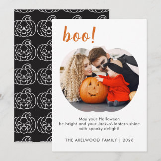 Cartes Pour Fêtes Annuelles Famille typographique Minimalist Boo Halloween
