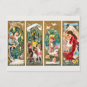 Cartes Pour Fêtes Annuelles Familles de Noël Vintage et arbres de Noël