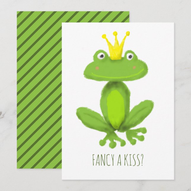 Cartes Pour Fêtes Annuelles Fancy a kiss grenouille prince dessin animé Valent (Devant / Derrière)