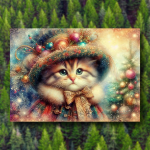 Cartes Pour Fêtes Annuelles Fancy Victorian Chat Christmas Tree Bible Verset