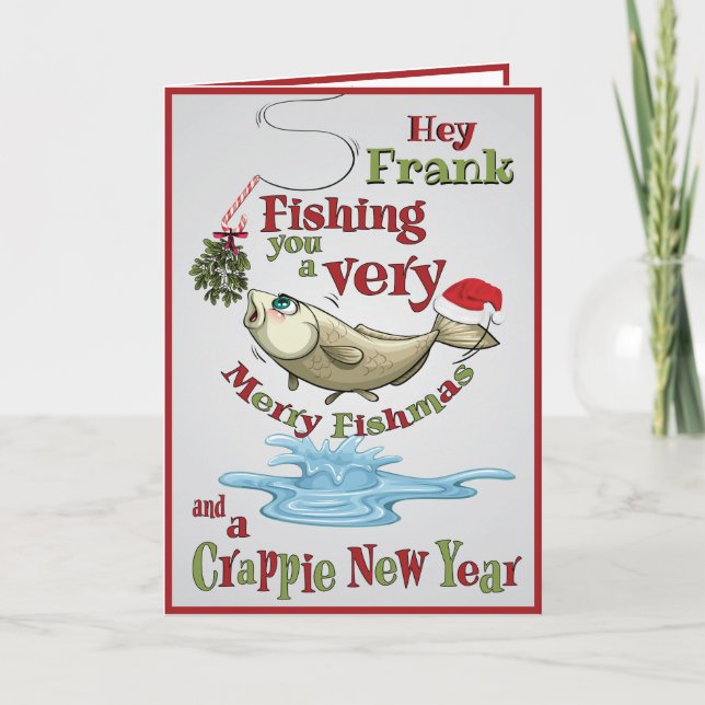 Cartes Pour Fêtes Annuelles Fantaisie de pêche Noël - Merry Fishmas Mistletoe (Devant)