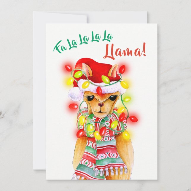 Cartes Pour Fêtes Annuelles Fantaisie de photo de Noël Lama et motif (Devant)