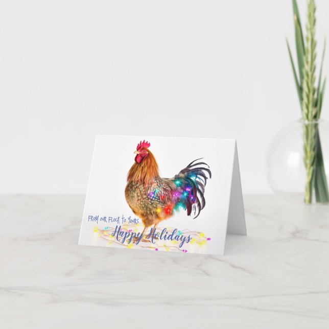 Cartes Pour Fêtes Annuelles Fantaisie Jardin poulet Rooster feux de Noël (Devant)