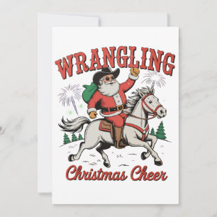 Cartes Pour Fêtes Annuelles Fantaisie Noël Cheer Cowboy Père Noël Pays