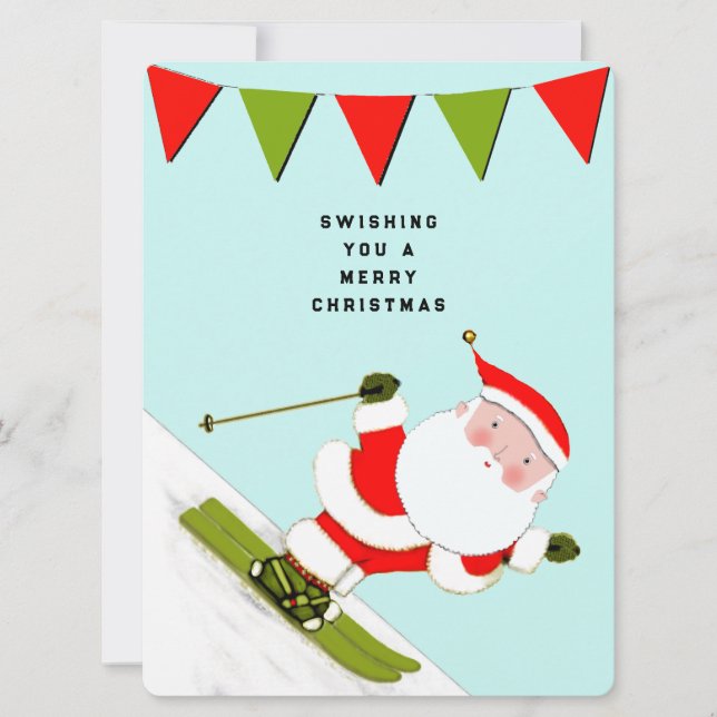 Cartes Pour Fêtes Annuelles Fantastique ski de neige Noël (Devant)
