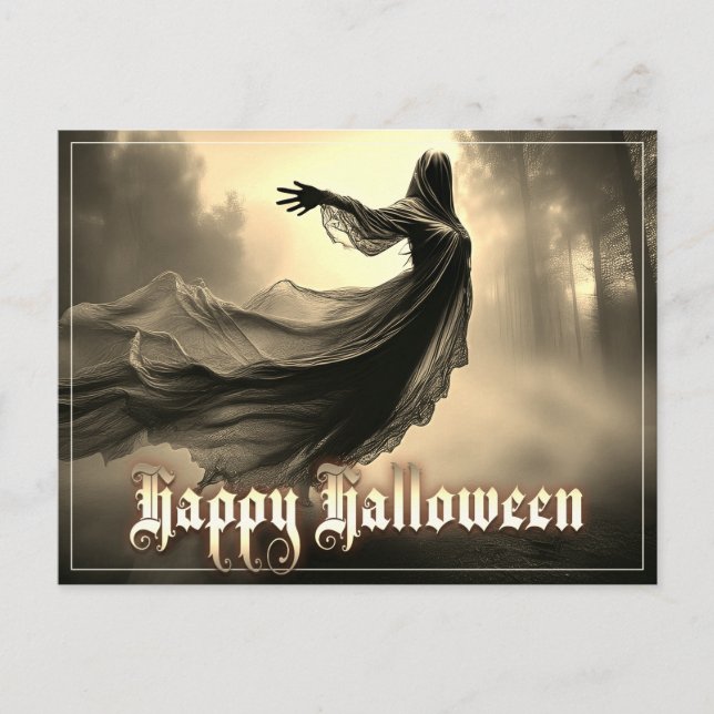 Cartes Pour Fêtes Annuelles Fantôme noir féminin dans Hellscape - Halloween (Devant)