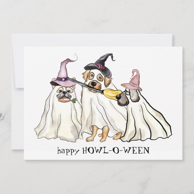 Cartes Pour Fêtes Annuelles Fantômes de chien mignons Personnalisé Halloween h (Devant)