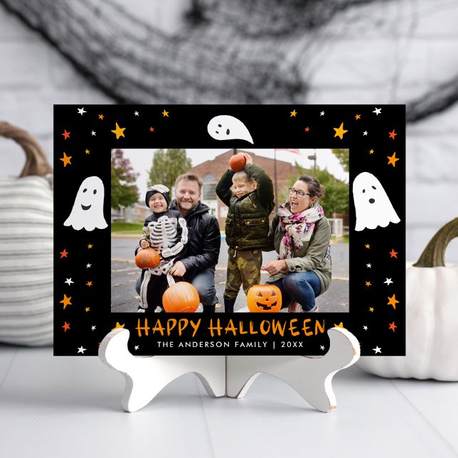 Cartes Pour Fêtes Annuelles Fantômes éffrayants et étoiles Photo Halloween (Créateur téléchargé)