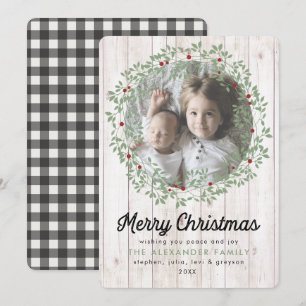 Cartes Pour Fêtes Annuelles Farmhouse Christmas Wreath   Buffalo Check