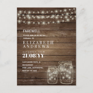 Cartes Pour Fêtes Annuelles Farwell Rustic Mason Jars Lumières budget adieu