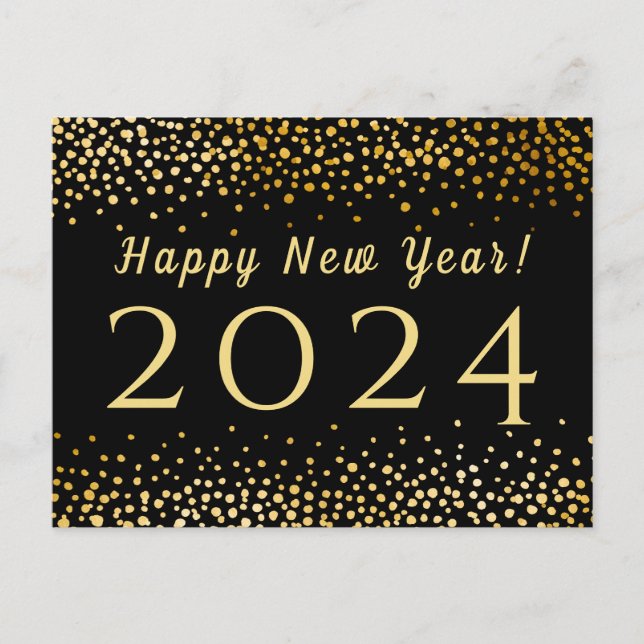 Cartes Pour Fêtes Annuelles Faux Confettis Dorés Bonne Année 2019 (Devant)
