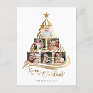 Cartes Pour Fêtes Annuelles Faux Gold Christmas Tree Famille Multiphoto