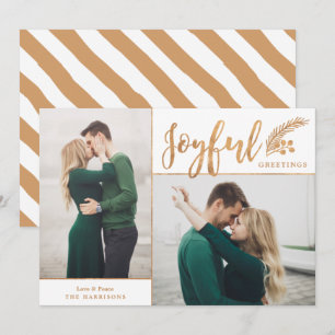 Cartes Pour Fêtes Annuelles Faux Gold Foil Élégant voeux Photo Blanc