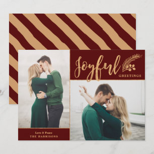 Cartes Pour Fêtes Annuelles Faux Gold Foil Élégant voeux Photo   Maroon