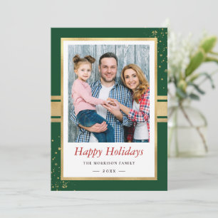 Cartes Pour Fêtes Annuelles Faux Gold Foil Frame Happy Holidays Photo