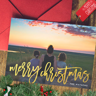 Cartes Pour Fêtes Annuelles Faux Gold Joyeux Noël Photo